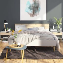 Oslo 3 Piece Bedroom Set with Double Bed in White and Oak - thumbnail 3