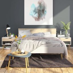 Oslo 3 Piece Bedroom Set with Double Bed in White and Oak - thumbnail 4