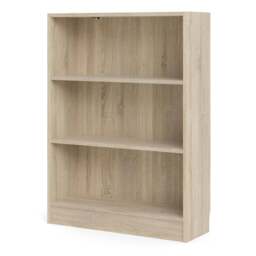 Basic Low Wide 2 Shelf Bookcase in Oak - thumbnail 3