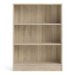 Basic Low Wide 2 Shelf Bookcase in Oak - thumbnail 2