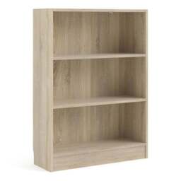 Basic Low Wide 2 Shelf Bookcase in Oak - thumbnail 1