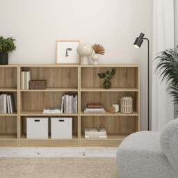 Basic Low Wide 2 Shelf Bookcase in Oak - thumbnail 4