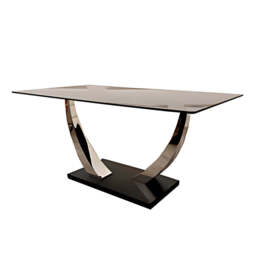 Venus Dining Table with 4 Flora Leather Dining Chairs - Tan - thumbnail 4
