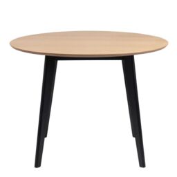 Roxby Round Dining Table in Oak & Black 105x76cm - thumbnail 3