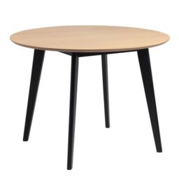 Roxby Round Dining Table in Oak & Black 105x76cm - thumbnail 2