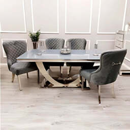 Arial Dining Table – Modern Minimalist Design - Black and Gold Marble / 2 M - thumbnail 4