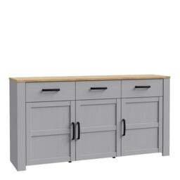 Bohol Sideboard 3 Drawer 3 Door in Grey and Oak - thumbnail 2