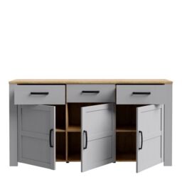 Bohol Sideboard 3 Drawer 3 Door in Grey and Oak - thumbnail 3