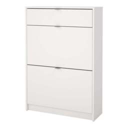 Shoe Cabinet with 2 Flip-Down Doors and 1 Drawer in White Finish - thumbnail 3