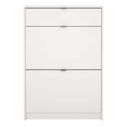 Shoe Cabinet with 2 Flip-Down Doors and 1 Drawer in White Finish - thumbnail 2