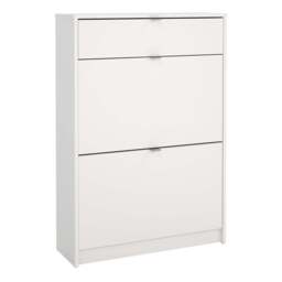 Shoe Cabinet with 2 Flip-Down Doors and 1 Drawer in White Finish - thumbnail 1