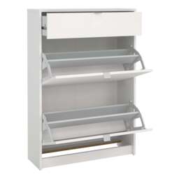 Shoe Cabinet with 2 Flip-Down Doors and 1 Drawer in White Finish - thumbnail 4