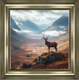 AN1099 STAG ON HILLS - 40x40 / Silver Mirror / PLAIN - thumbnail 1