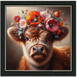 AN1572 FLORAL CROWN HIGHLAND BABY COW -- - thumbnail 3