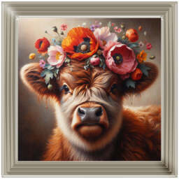 AN1572 FLORAL CROWN HIGHLAND BABY COW -- - thumbnail 6