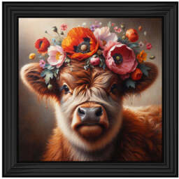 AN1572 FLORAL CROWN HIGHLAND BABY COW -- - thumbnail 4