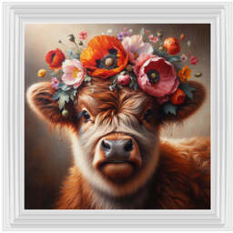 AN1572 FLORAL CROWN HIGHLAND BABY COW -- - thumbnail 2