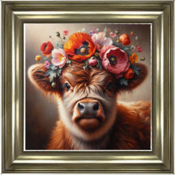 AN1572 FLORAL CROWN HIGHLAND BABY COW -- - thumbnail 5