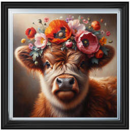 AN1572 FLORAL CROWN HIGHLAND BABY COW --