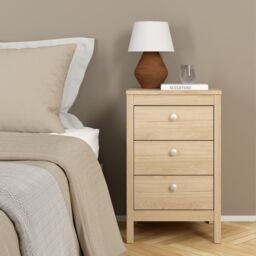 Madrid Bedside Table 3 Drawers in Jackson Hickory Oak - thumbnail 1