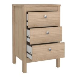 Madrid Bedside Table 3 Drawers in Jackson Hickory Oak - thumbnail 4