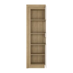 Lyon Tall Narrow Display Cabinet (RHD) in Riviera Oak/White High Gloss - thumbnail 4