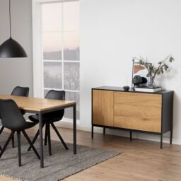 Seaford Compact Sideboard with 3 Drawers & 1 Door  Black & Oak - thumbnail 4