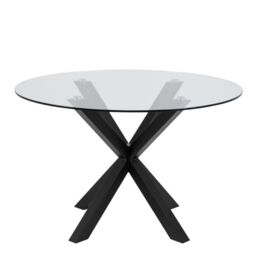 Heaven Round Dining Table with Clear Glass Top and Black Legs 119x75.5cm - thumbnail 3