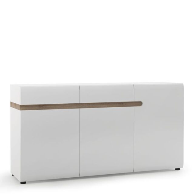 Chelsea Living 2 Drawer 3 Door Sideboard in White with a Truffle Oak Trim - image 1