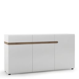 Chelsea Living 2 Drawer 3 Door Sideboard in White with a Truffle Oak Trim - thumbnail 1