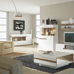 Chelsea Living 2 Drawer 3 Door Sideboard in White with a Truffle Oak Trim - thumbnail 3