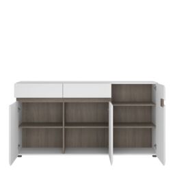 Chelsea Living 2 Drawer 3 Door Sideboard in White with a Truffle Oak Trim - thumbnail 4