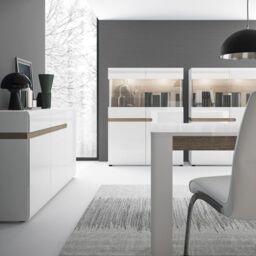 Chelsea Living 2 Drawer 3 Door Sideboard in White with a Truffle Oak Trim - thumbnail 2
