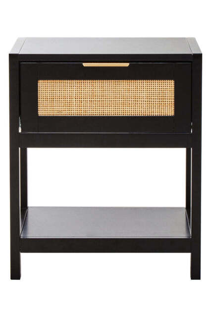 Godalming Black & Natural Bedside Table – Contemporary Bedside Table