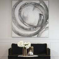 Galaxy Silver and Grey Hand-Painted Canvas - thumbnail 4