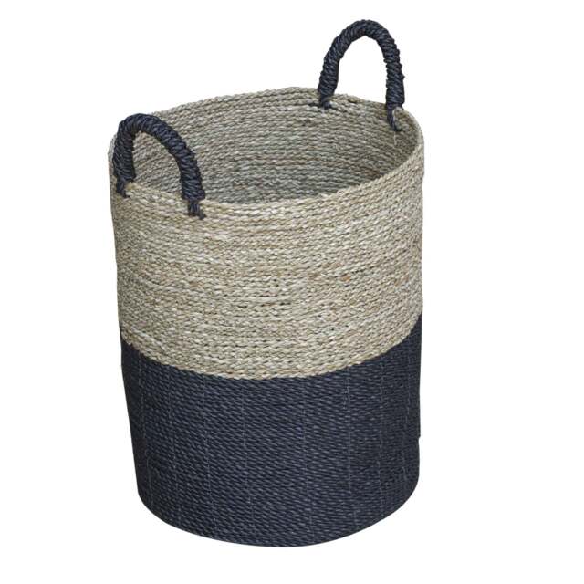 Set of 3 Borvane Charcoal & Natural Baskets - image 1