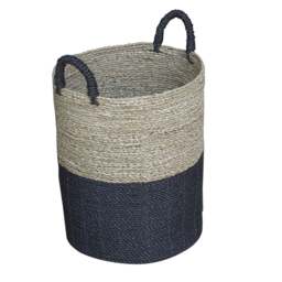 Set of 3 Borvane Charcoal & Natural Baskets - thumbnail 1