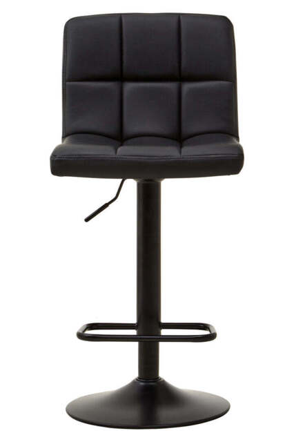Lido Quilted Bar Stool – Black Leather Effect - image 1