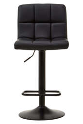 Lido Quilted Bar Stool – Black Leather Effect - thumbnail 1