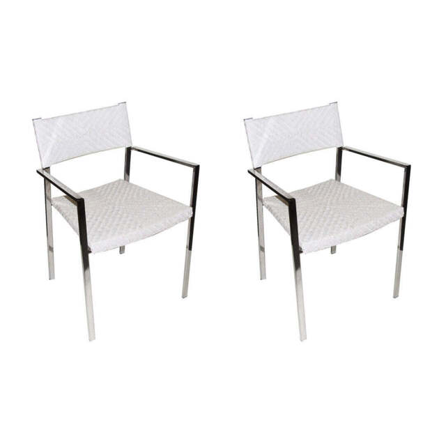 Mist Raffia Chairs – Set of 2 (White) - image 1