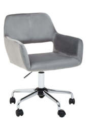 Monet Home Office Chair – Grey Velvet & Chrome - thumbnail 1