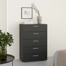 Pepe Chest of 5 Drawers in Black - thumbnail 5