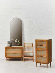 Inkwell Chest – Three Drawer, Rattan & Oak