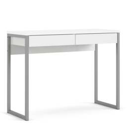 Function Plus Desk 2 Drawers in White High Gloss - thumbnail 1