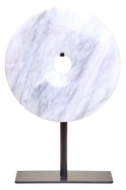 Disc Sculpture White Dia 20cm Marble Round Calvion Small - image 1