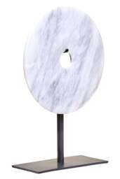 Disc Sculpture White Dia 20cm Marble Round Calvion Small - thumbnail 2