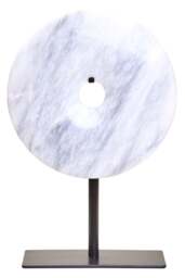 Disc Sculpture White Dia 20cm Marble Round Calvion Small - thumbnail 1