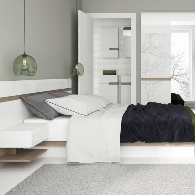 Chelsea Bedside Extension in White with Truffle Oak Trim - image 1