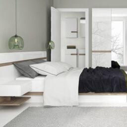 Chelsea Bedside Extension in White with Truffle Oak Trim - thumbnail 1