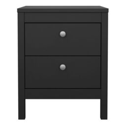 Madrid Bedside Table 2 Drawers in Matt Black - thumbnail 2